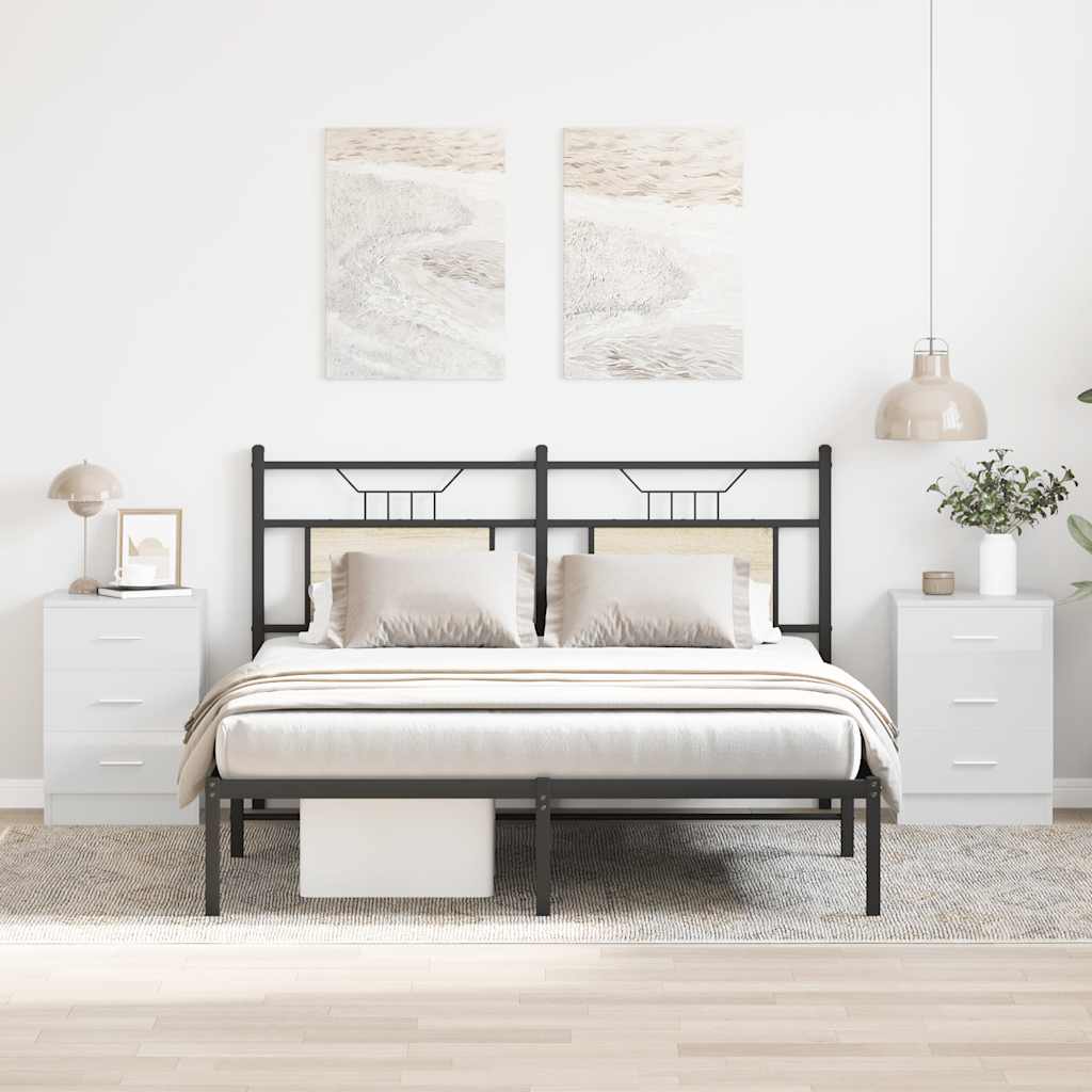 Comodini 2pz Bianco Lucido 38x35x56 cm in Legno Multistrato