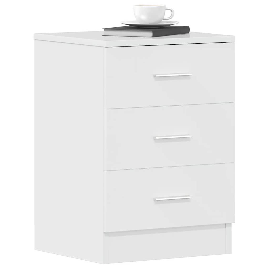 Comodini 2pz Bianco Lucido 38x35x56 cm in Legno Multistrato