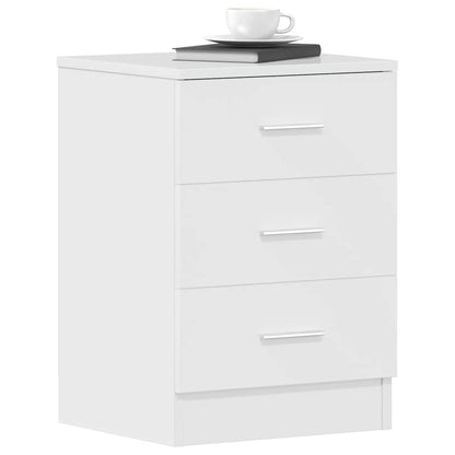 Comodini 2pz Bianco Lucido 38x35x56 cm in Legno Multistrato