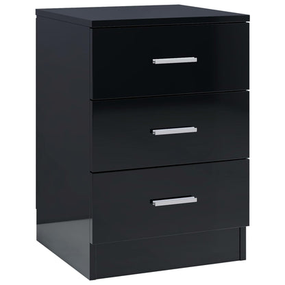 Comodino Nero Lucido 38x35x56 cm in Legno Multistrato