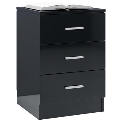 Comodino Nero Lucido 38x35x56 cm in Legno Multistrato