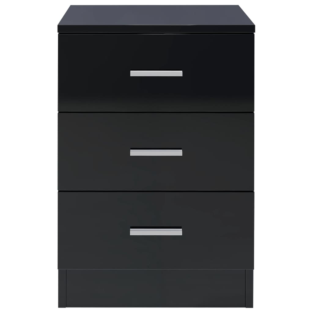 Comodino Nero Lucido 38x35x56 cm in Legno Multistrato