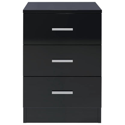 Comodino Nero Lucido 38x35x56 cm in Legno Multistrato