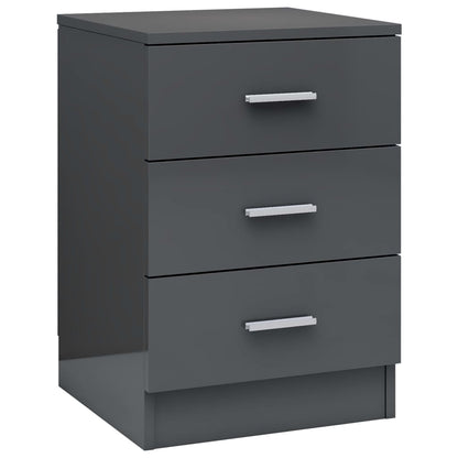 Comodino Grigio Lucido 38x35x56 cm in Legno Multistrato