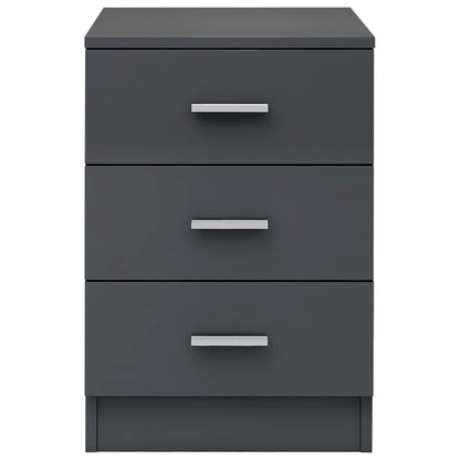 Comodino Grigio Lucido 38x35x56 cm in Legno Multistrato
