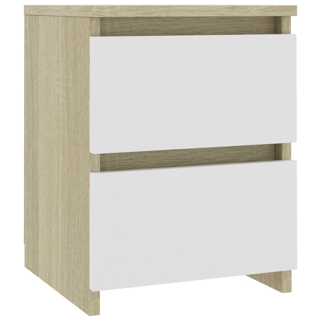 Comodino Bianco e Rovere Sonoma 30x30x40cm in Legno Multistrato