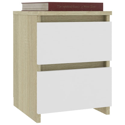 Comodino Bianco e Rovere Sonoma 30x30x40cm in Legno Multistrato