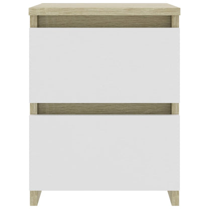 Comodino Bianco e Rovere Sonoma 30x30x40cm in Legno Multistrato