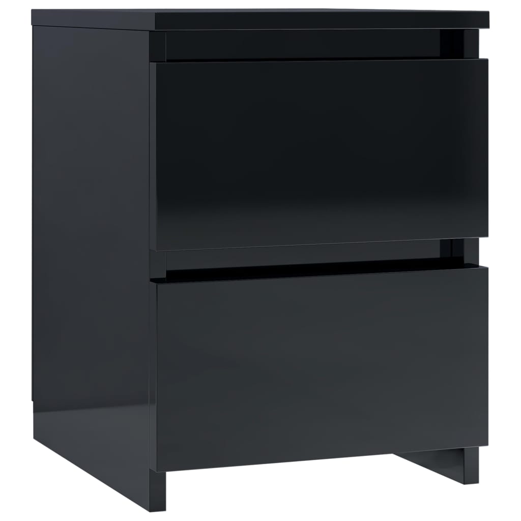 Comodino Nero Lucido 30x30x40 cm in Legno Multistrato