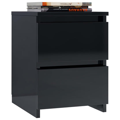 Comodino Nero Lucido 30x30x40 cm in Legno Multistrato