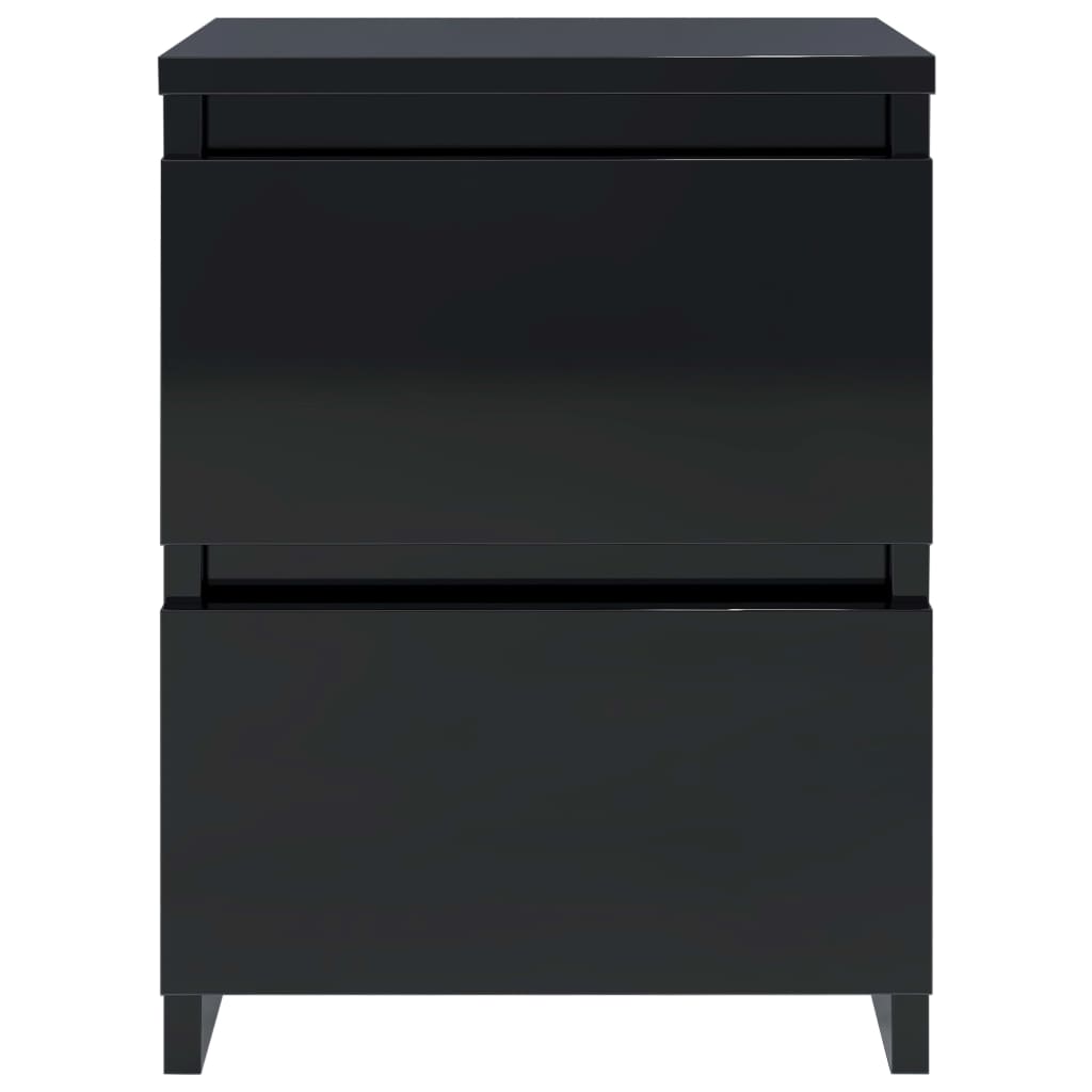 Comodino Nero Lucido 30x30x40 cm in Legno Multistrato
