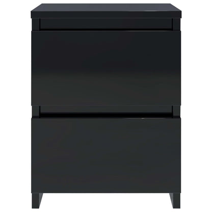 Comodino Nero Lucido 30x30x40 cm in Legno Multistrato