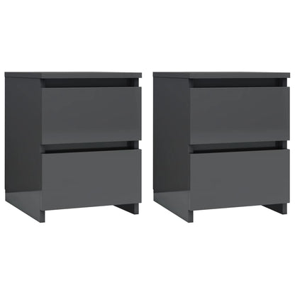 Comodini 2 pz Grigio Lucido 30x30x40 cm in Legno Multistrato