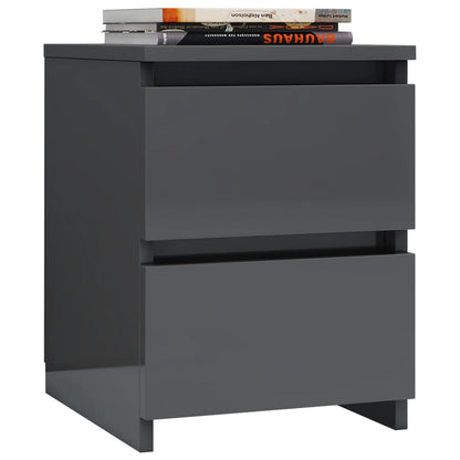Comodini 2 pz Grigio Lucido 30x30x40 cm in Legno Multistrato