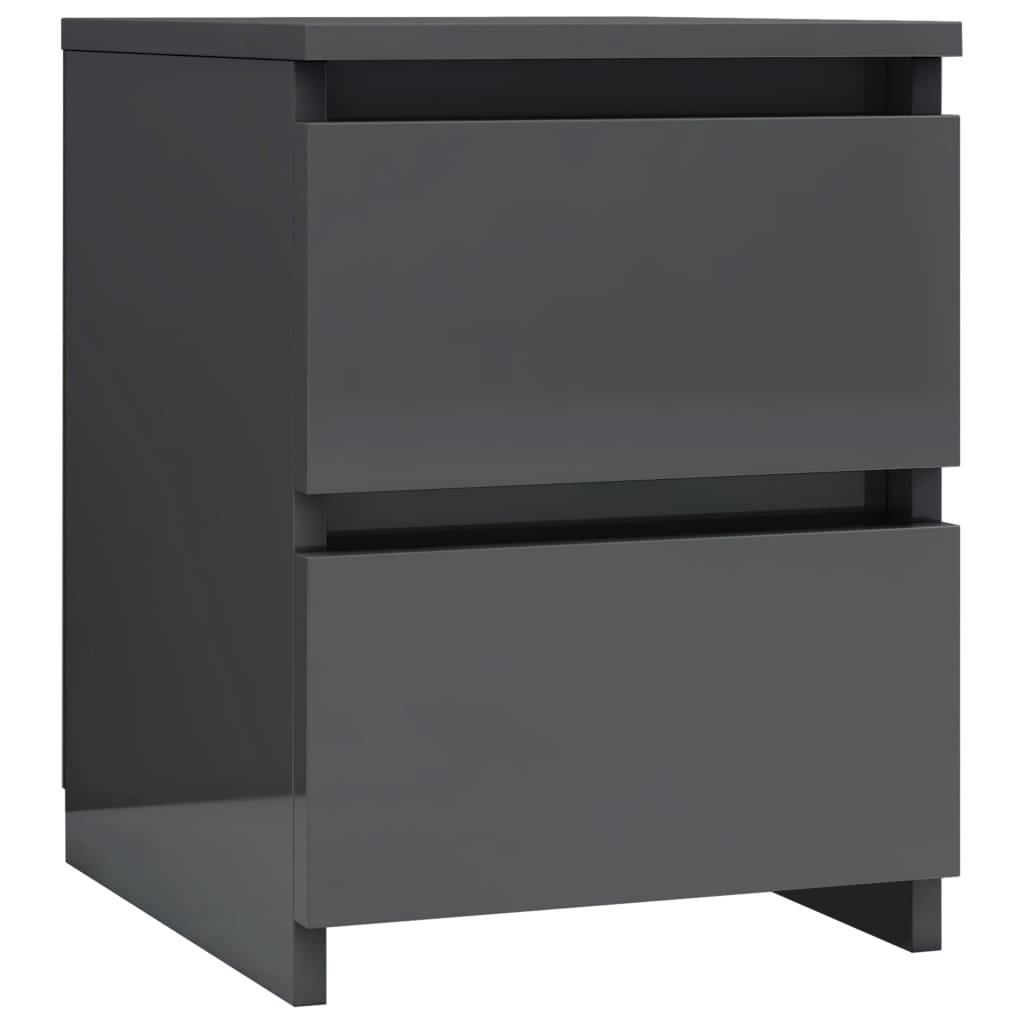 Comodini 2 pz Grigio Lucido 30x30x40 cm in Legno Multistrato