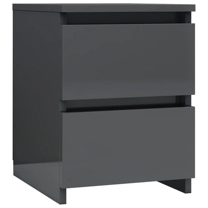 Comodini 2 pz Grigio Lucido 30x30x40 cm in Legno Multistrato