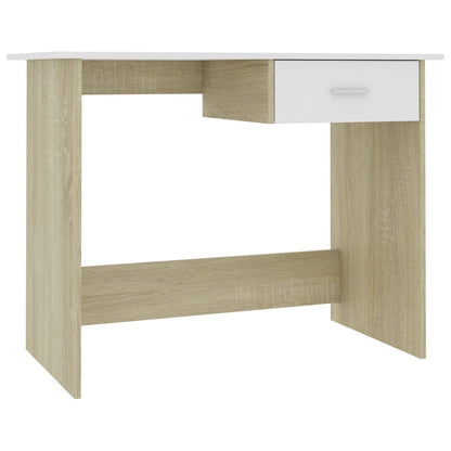 Scrivania Bianco e Rovere Sonoma 100x50x76 cm Legno Multistrato