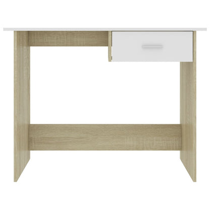 Scrivania Bianco e Rovere Sonoma 100x50x76 cm Legno Multistrato