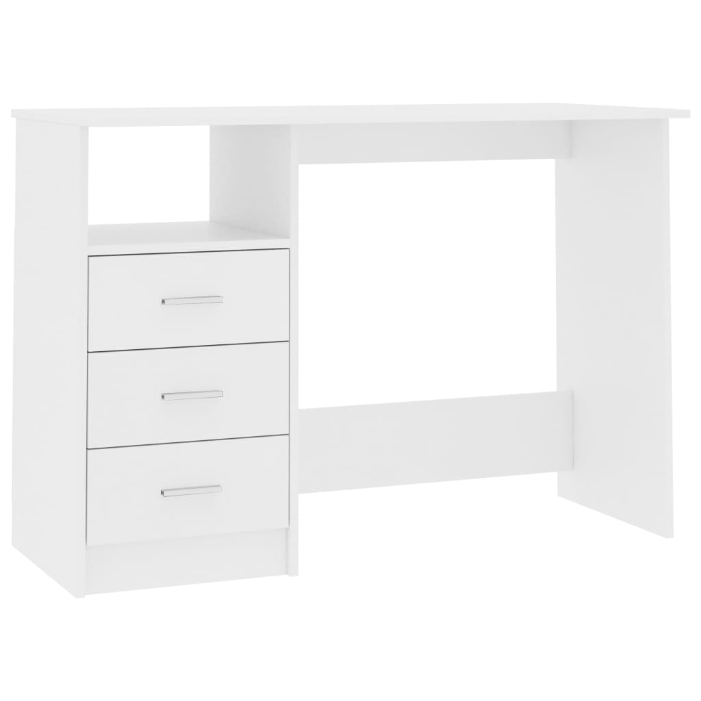 Scrivania con Cassetti Bianca 110x50x76 cm in Legno Multistrato