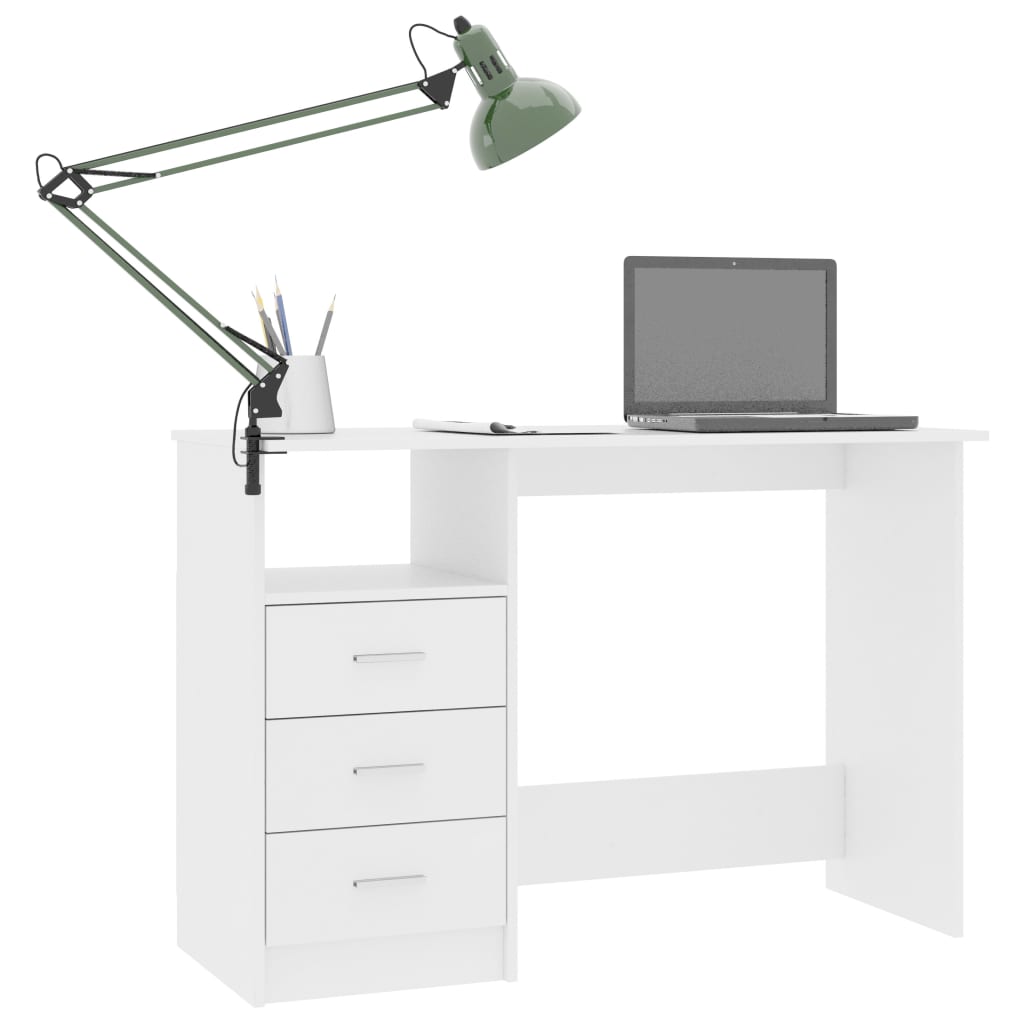 Scrivania con Cassetti Bianca 110x50x76 cm in Legno Multistrato