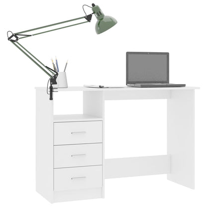 Scrivania con Cassetti Bianca 110x50x76 cm in Legno Multistrato