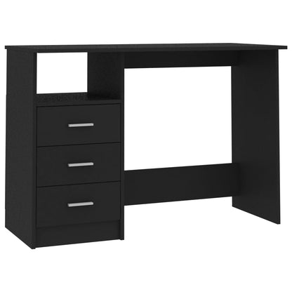 Scrivania con Cassetti Nera 110x50x76 cm in Legno Multistrato