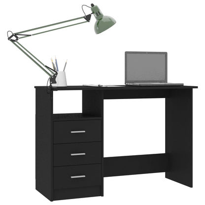 Scrivania con Cassetti Nera 110x50x76 cm in Legno Multistrato