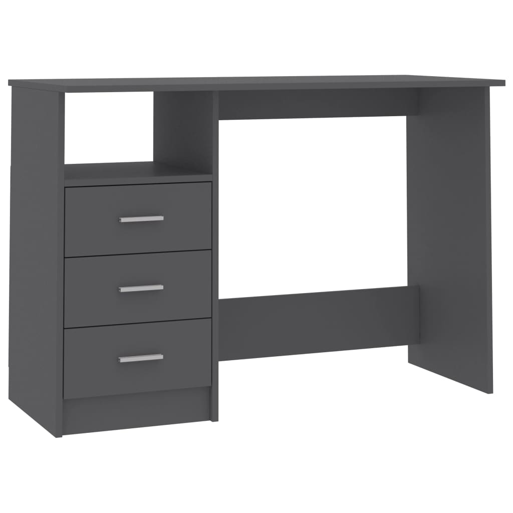 Scrivania con Cassetti Grigia 110x50x76 cm in Legno Multistrato