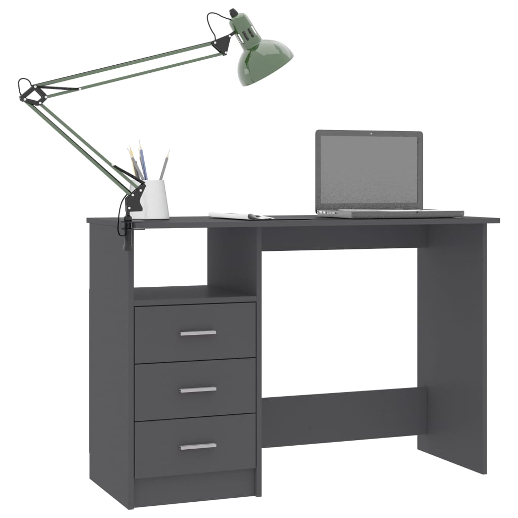 Scrivania con Cassetti Grigia 110x50x76 cm in Legno Multistrato