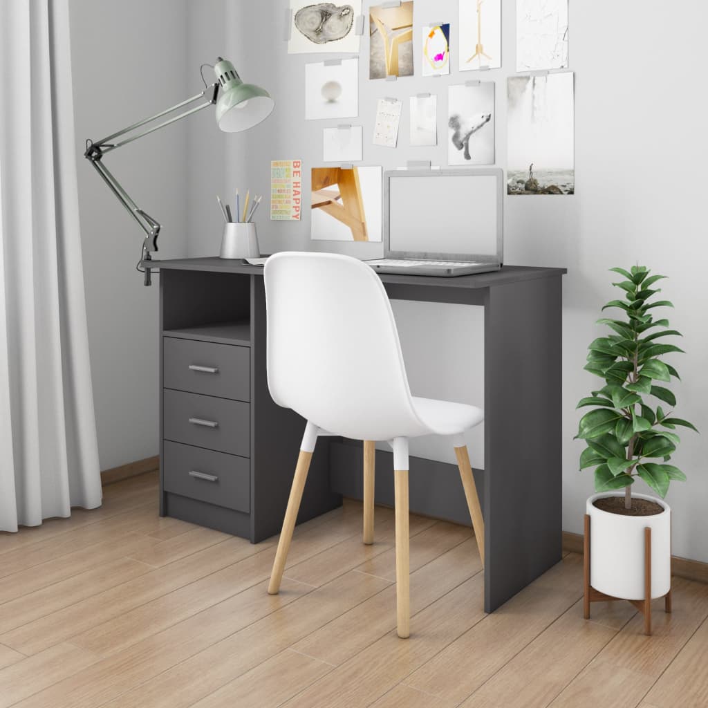 Scrivania con Cassetti Grigia 110x50x76 cm in Legno Multistrato