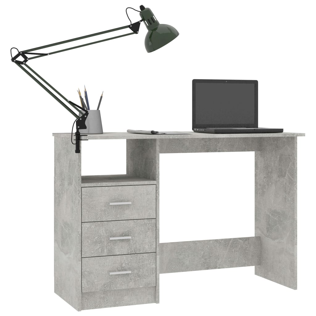 Scrivania Cassetti Grigio Cemento 110x50x76cm Legno Multistrato