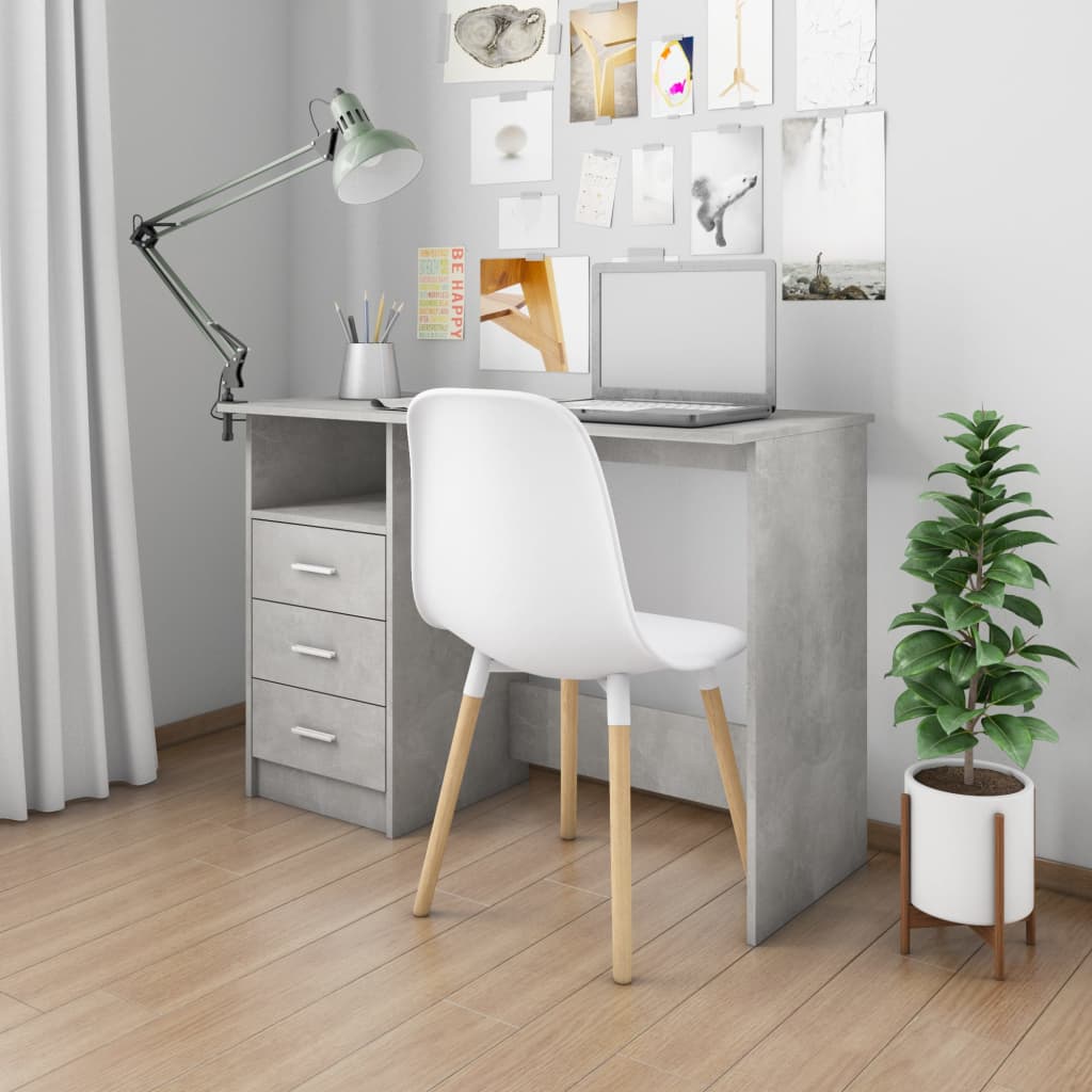 Scrivania Cassetti Grigio Cemento 110x50x76cm Legno Multistrato