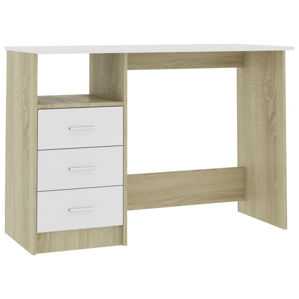 Scrivania Cassetti Bianco Rovere Sonoma 110x50x76cm Multistrato