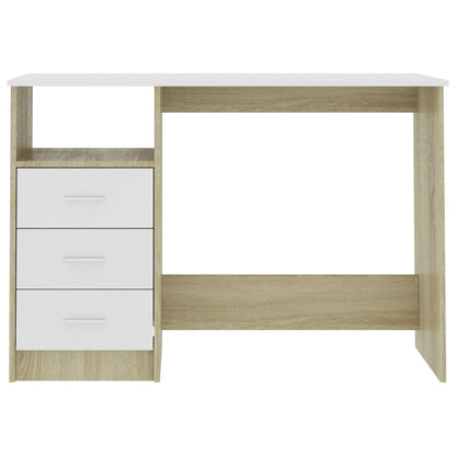 Scrivania Cassetti Bianco Rovere Sonoma 110x50x76cm Multistrato