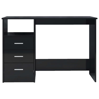 Scrivania Cassetti Nero Lucido 110x50x76 cm Legno Multistrato