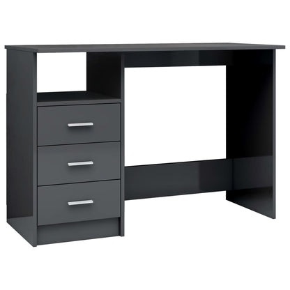 Scrivania Cassetti Grigio Lucido 110x50x76 cm Legno Multistrato