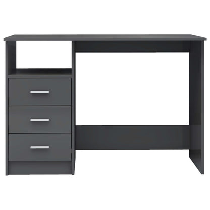 Scrivania Cassetti Grigio Lucido 110x50x76 cm Legno Multistrato