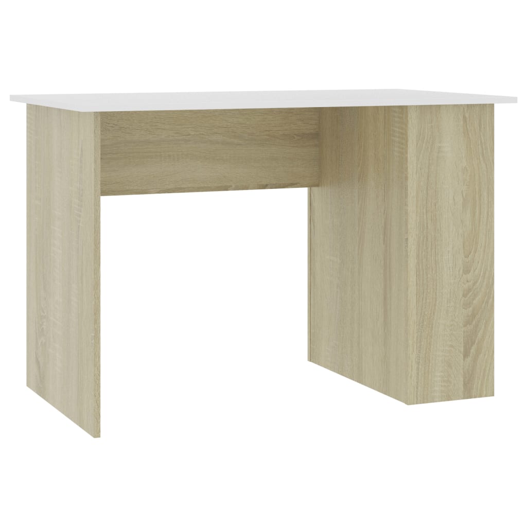 Scrivania Bianco e Rovere Sonoma 110x60x73 cm Legno Multistrato