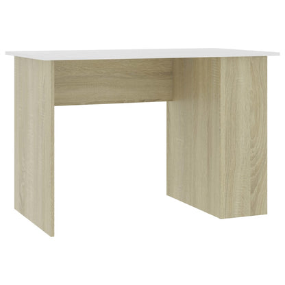 Scrivania Bianco e Rovere Sonoma 110x60x73 cm Legno Multistrato