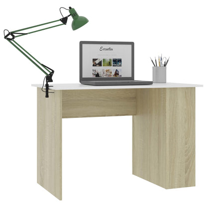 Scrivania Bianco e Rovere Sonoma 110x60x73 cm Legno Multistrato