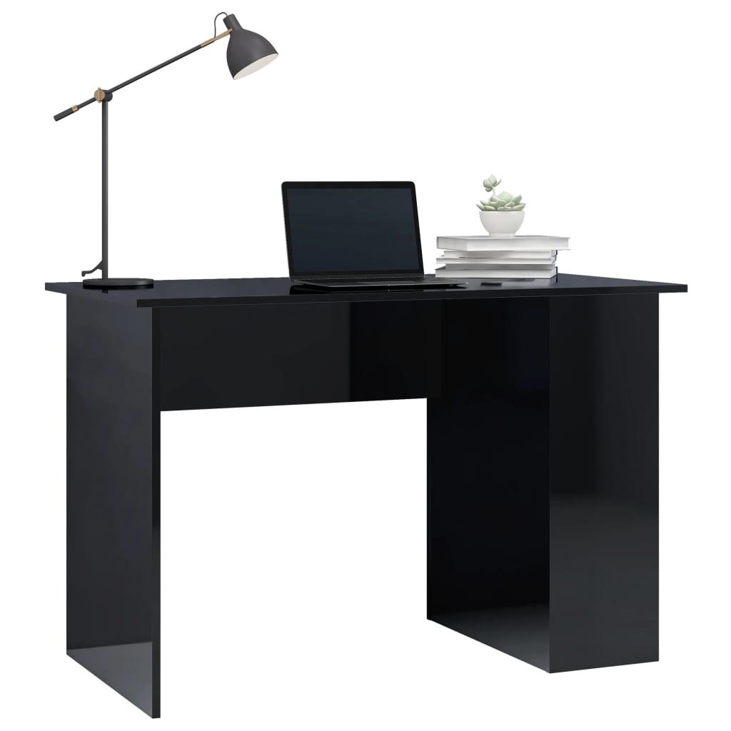 Scrivania Nero Lucido 110x60x73 cm in Legno Multistrato