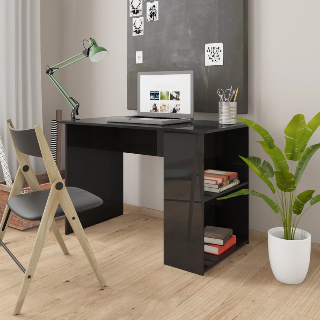 Scrivania Nero Lucido 110x60x73 cm in Legno Multistrato