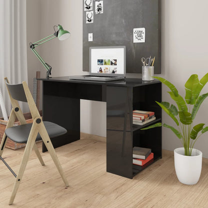 Scrivania Nero Lucido 110x60x73 cm in Legno Multistrato