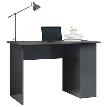 Scrivania Grigio Lucido 110x60x73 cm in Legno Multistrato