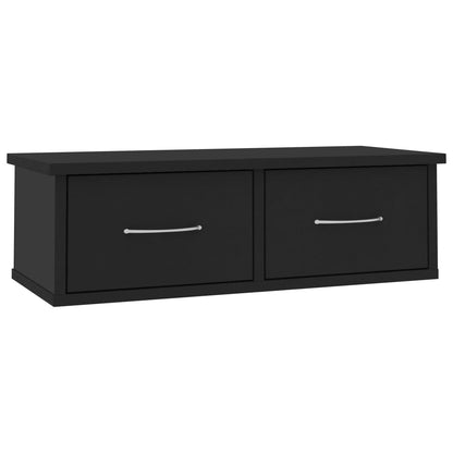 Scaffale con Cassetti a Parete Nero 60x26x18,5 cm Multistrato