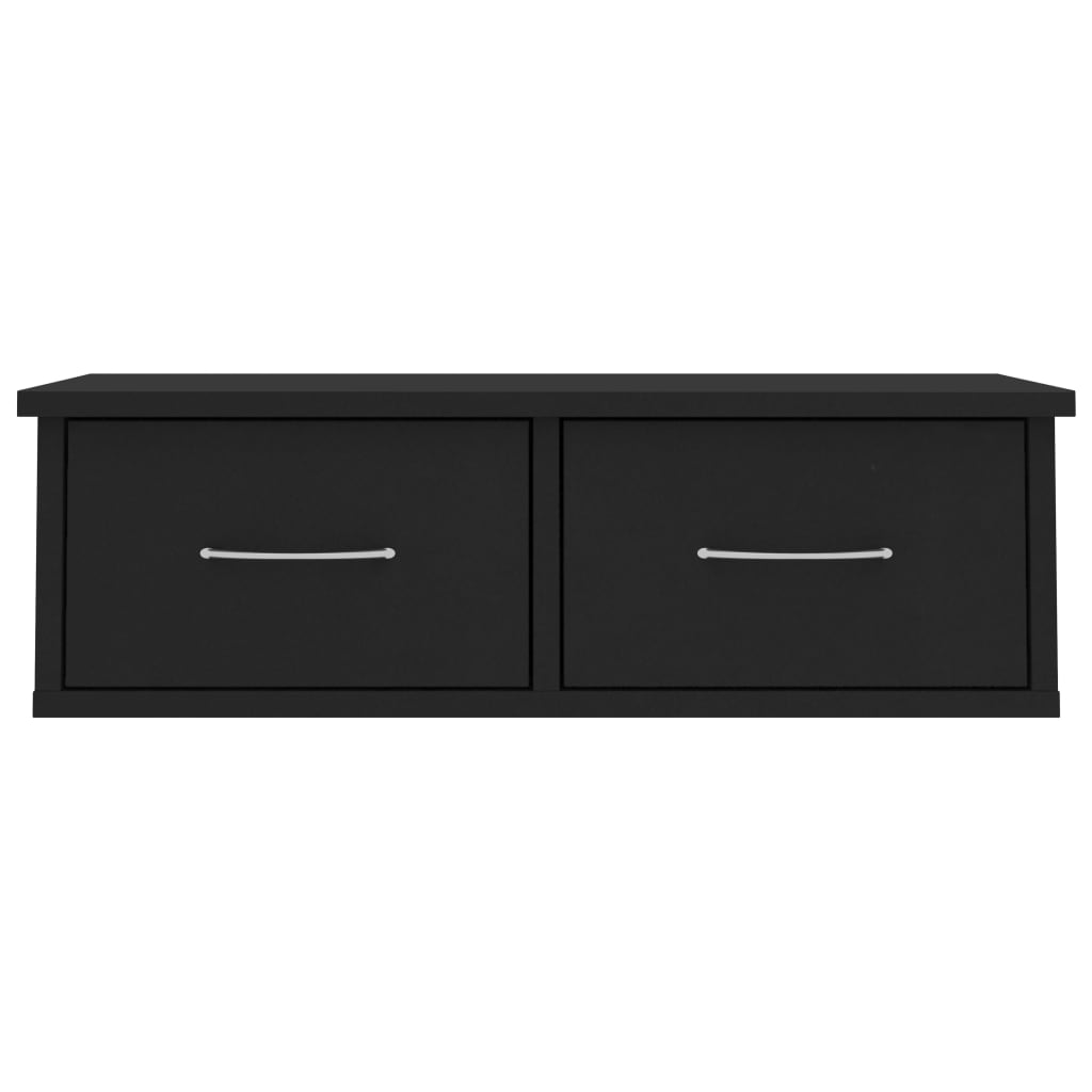 Scaffale con Cassetti a Parete Nero 60x26x18,5 cm Multistrato