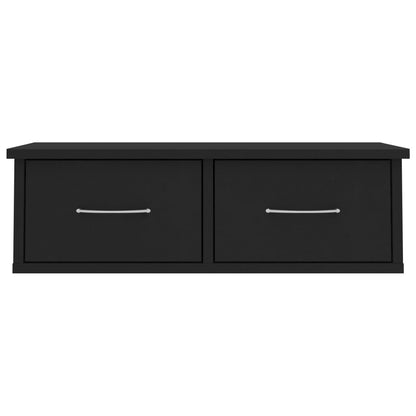 Scaffale con Cassetti a Parete Nero 60x26x18,5 cm Multistrato