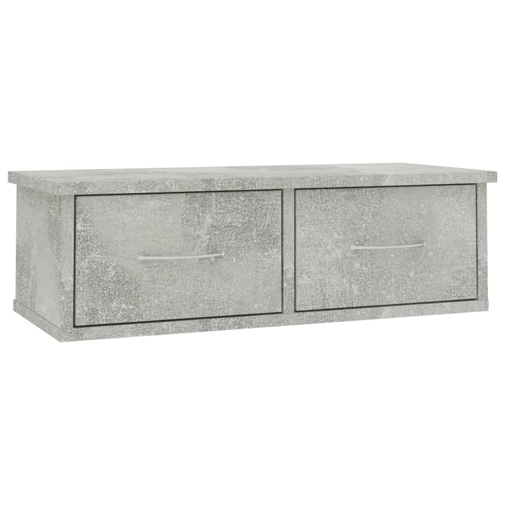 Scaffale Cassetti Parete Grigio Cemento 60x26x18,5 Multistrato