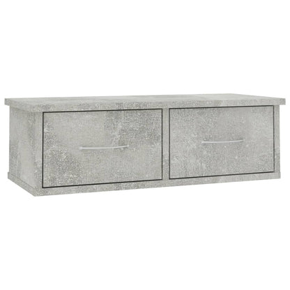 Scaffale Cassetti Parete Grigio Cemento 60x26x18,5 Multistrato