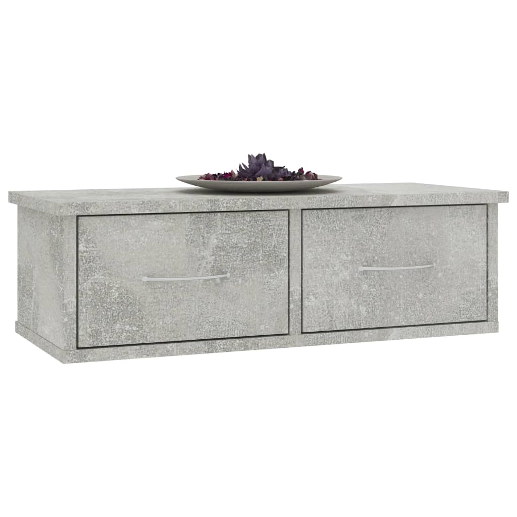 Scaffale Cassetti Parete Grigio Cemento 60x26x18,5 Multistrato